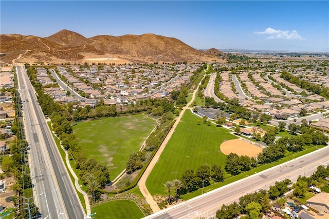 bird's eye view with a residential view and a mountain view