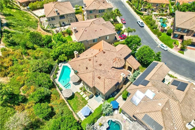 aerial view with a residential view