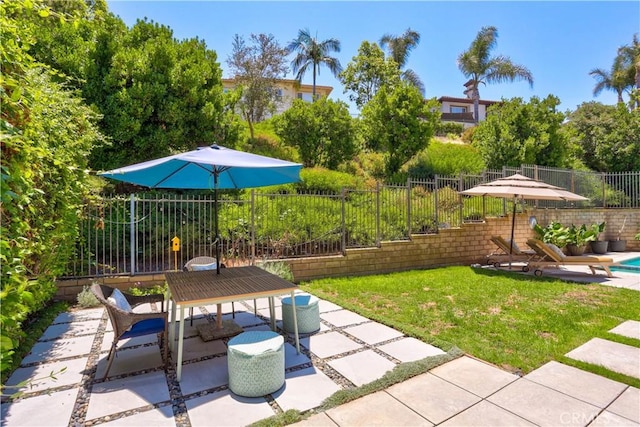 view of patio featuring fence