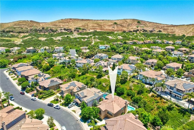 aerial view with a residential view and a mountain view