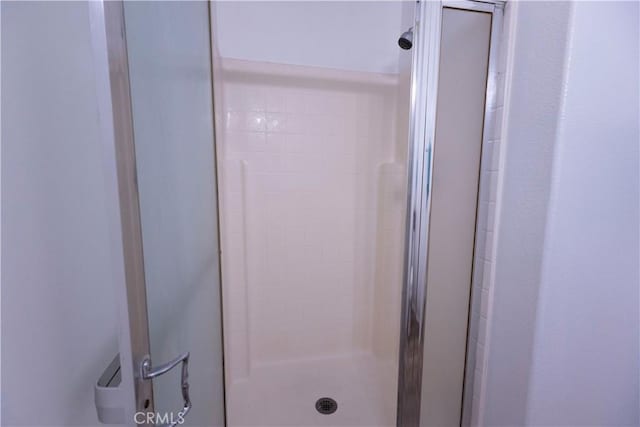 bathroom with a shower stall