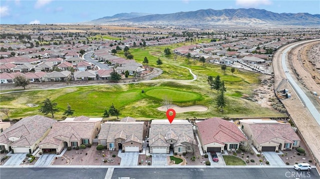 bird's eye view featuring a mountain view and a residential view