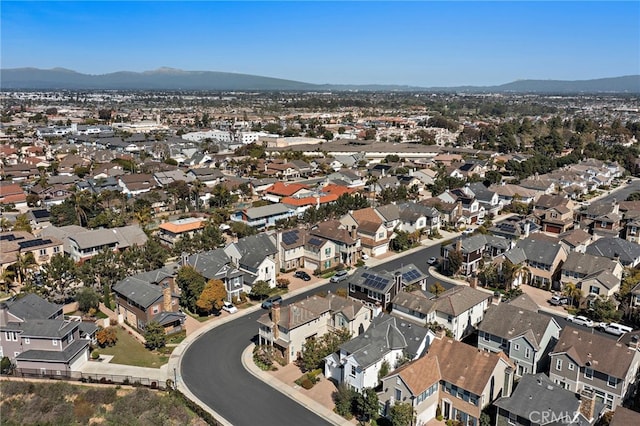 bird's eye view featuring a mountain view and a residential view