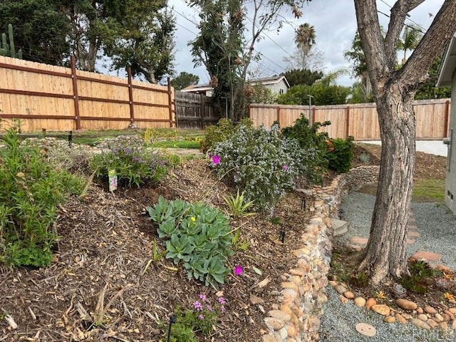 view of yard with a fenced backyard