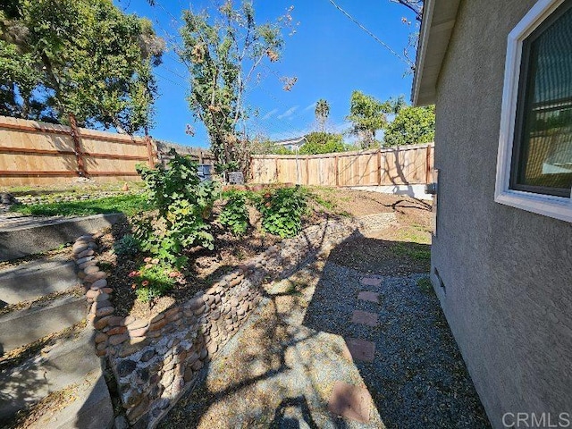 view of yard featuring a fenced backyard