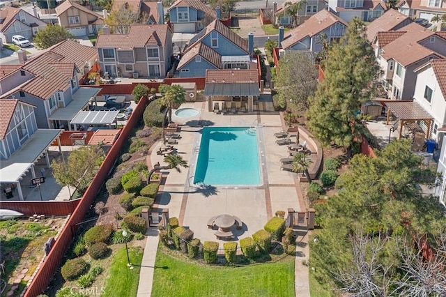 drone / aerial view with a residential view