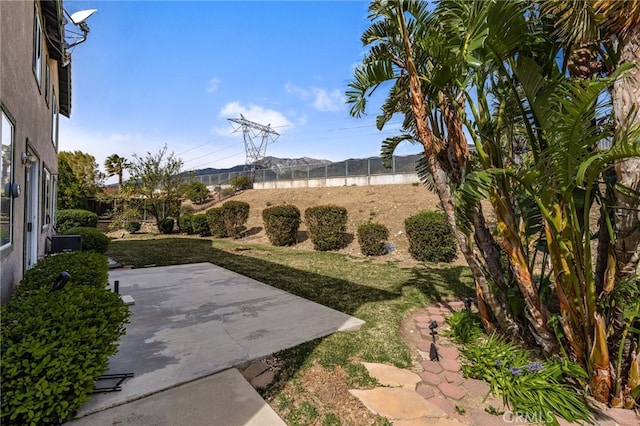 view of yard featuring a patio and a fenced backyard