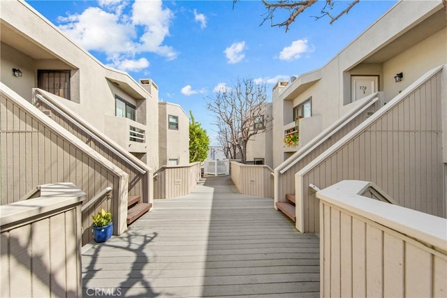 deck with a residential view