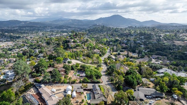 bird's eye view with a mountain view