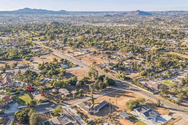 bird's eye view with a mountain view