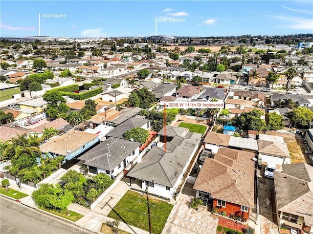 aerial view with a residential view