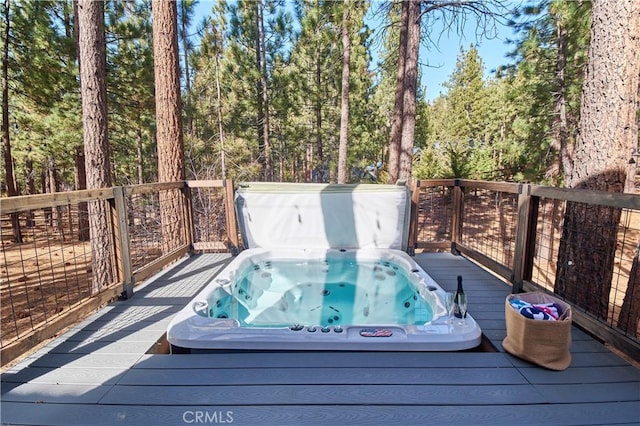 wooden terrace with hot tub deck surround