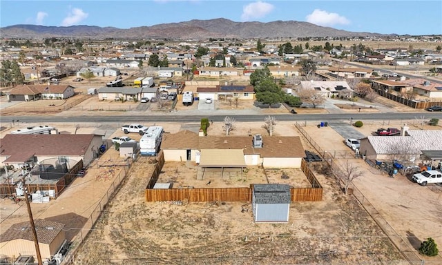 aerial view featuring a residential view and a mountain view