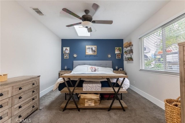 bedroom featuring carpet, visible vents, and baseboards