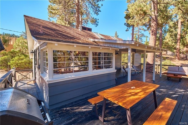 deck featuring area for grilling