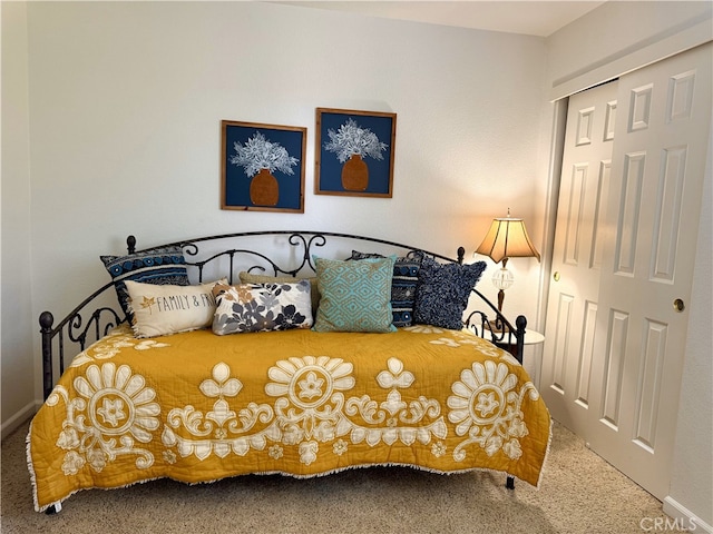 bedroom featuring a closet and carpet