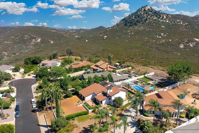 aerial view with a residential view and a mountain view