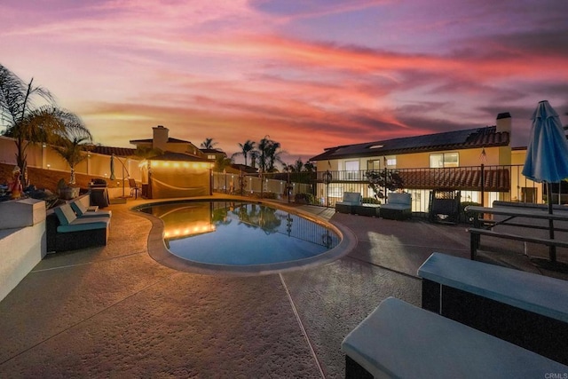 23767 Moonglow Ct, Ramona, CA 92065 - view of swimming pool with a fenced in pool, a patio, and fence