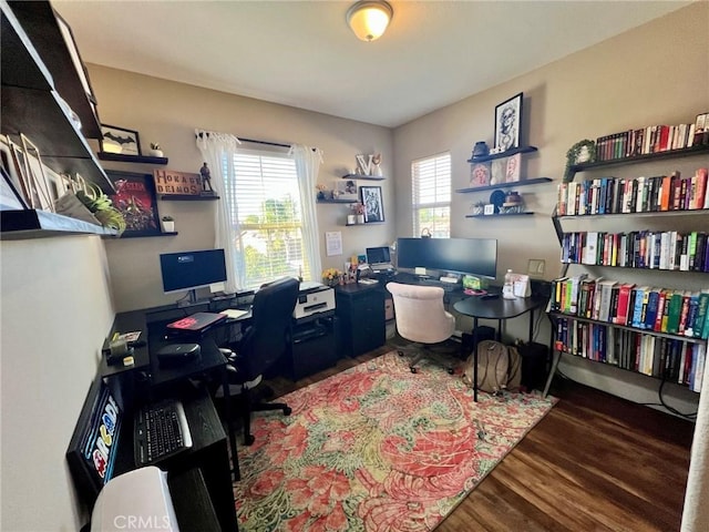 office space featuring wood finished floors