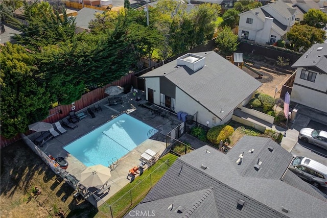 drone / aerial view with a residential view