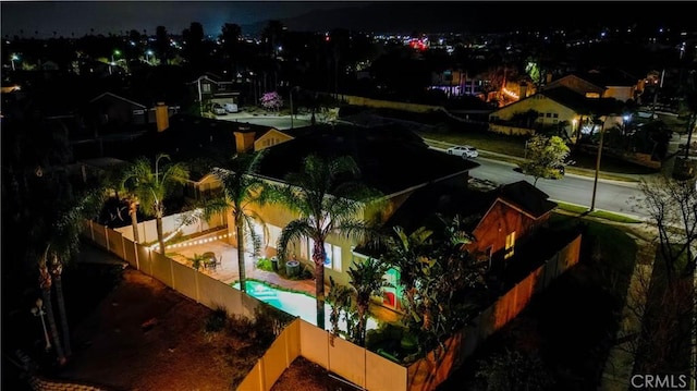 view of aerial view at twilight