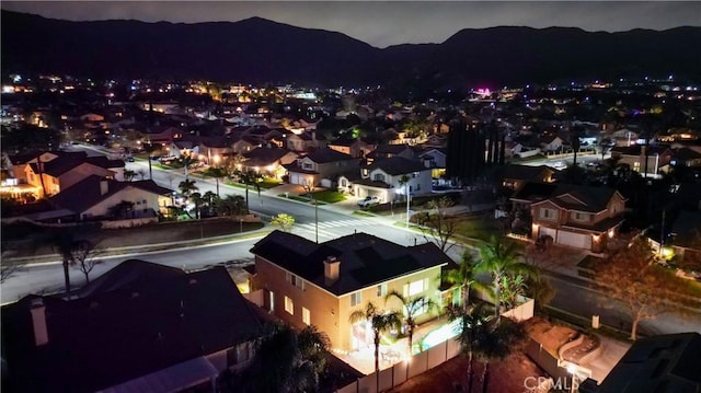 aerial view at night with a residential view