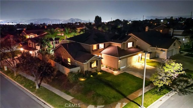 bird's eye view with a residential view