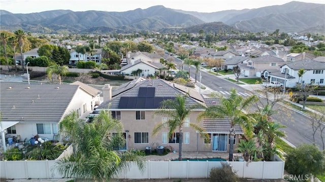 aerial view featuring a residential view and a mountain view