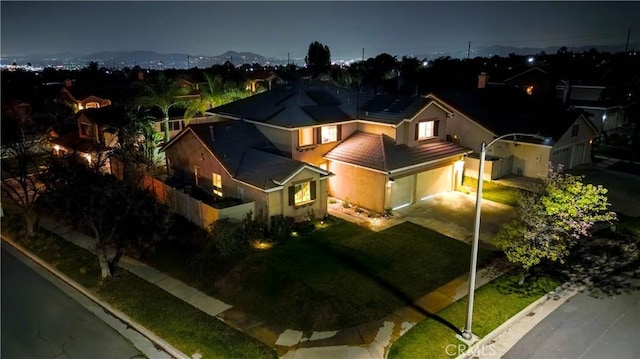 view of aerial view at night