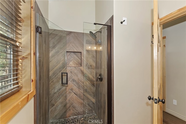 full bathroom featuring a stall shower