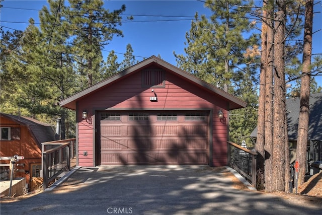 view of detached garage