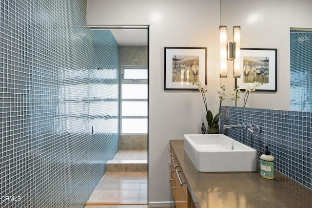 1037 Westridge Dr, Ventura, CA 93003 - bathroom featuring tile walls, vanity, and tiled shower