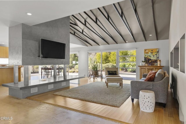 1037 Westridge Dr, Ventura, CA 93003 - living area with recessed lighting and vaulted ceiling with beams