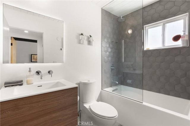 full bathroom with toilet, shower / bathtub combination, and vanity