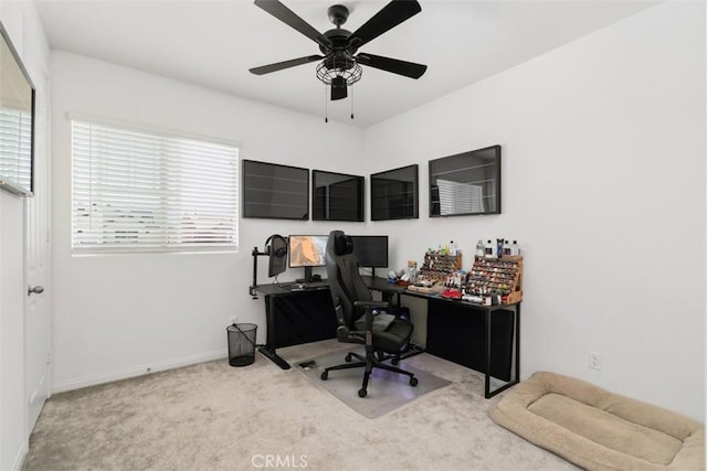 32345 Jeter Ln, Menifee, CA 92584 - home office with carpet flooring and a ceiling fan