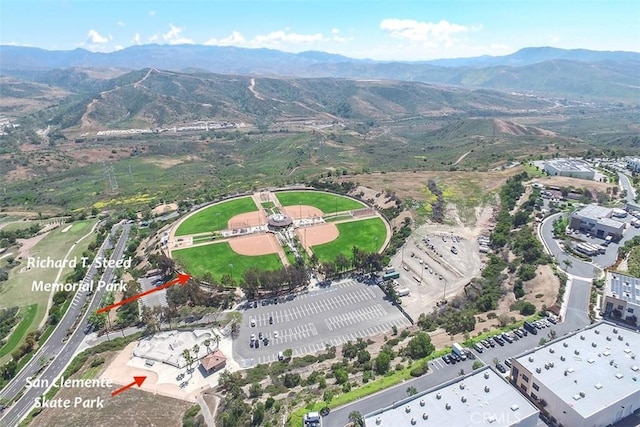 drone / aerial view with a mountain view