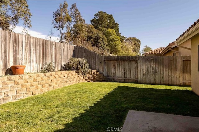 view of yard featuring a fenced backyard