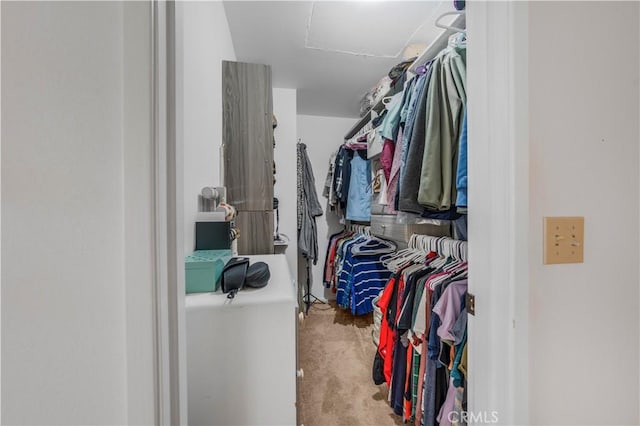 spacious closet featuring attic access