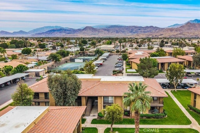 bird's eye view with a residential view and a mountain view