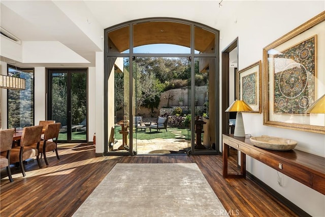 doorway featuring dark wood finished floors
