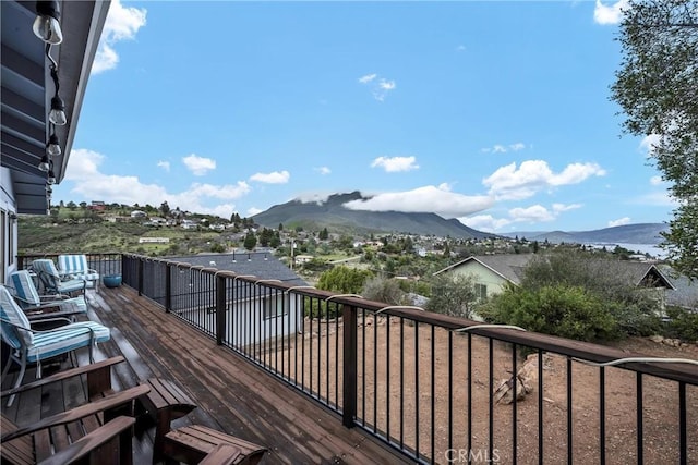 deck with a mountain view