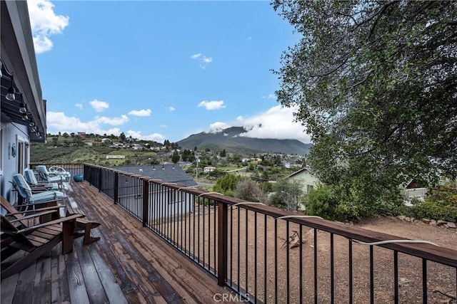 deck featuring a mountain view