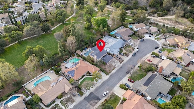 drone / aerial view featuring a residential view