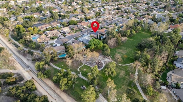 bird's eye view with a residential view