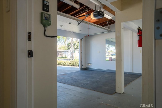 garage with a garage door opener