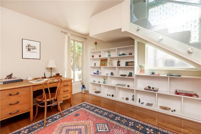 home office featuring dark wood finished floors