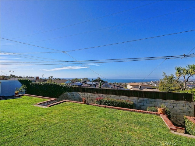 view of yard featuring a fenced backyard