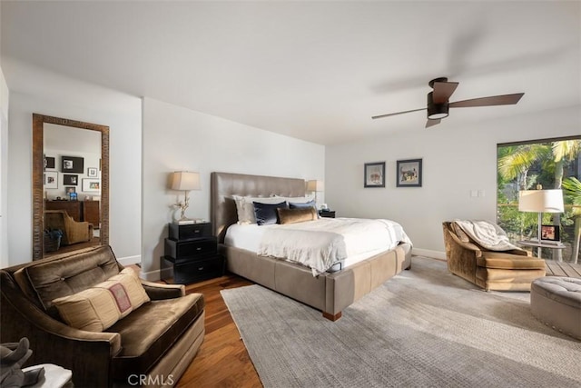 10831 Hideaway Dr, North Tustin, CA 92705 - bedroom featuring baseboards, ceiling fan, and wood finished floors