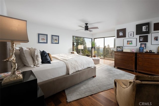 10831 Hideaway Dr, North Tustin, CA 92705 - bedroom featuring a ceiling fan, wood finished floors, and access to exterior