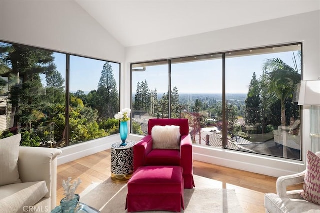 10831 Hideaway Dr, North Tustin, CA 92705 - sunroom featuring wood finished floors and lofted ceiling